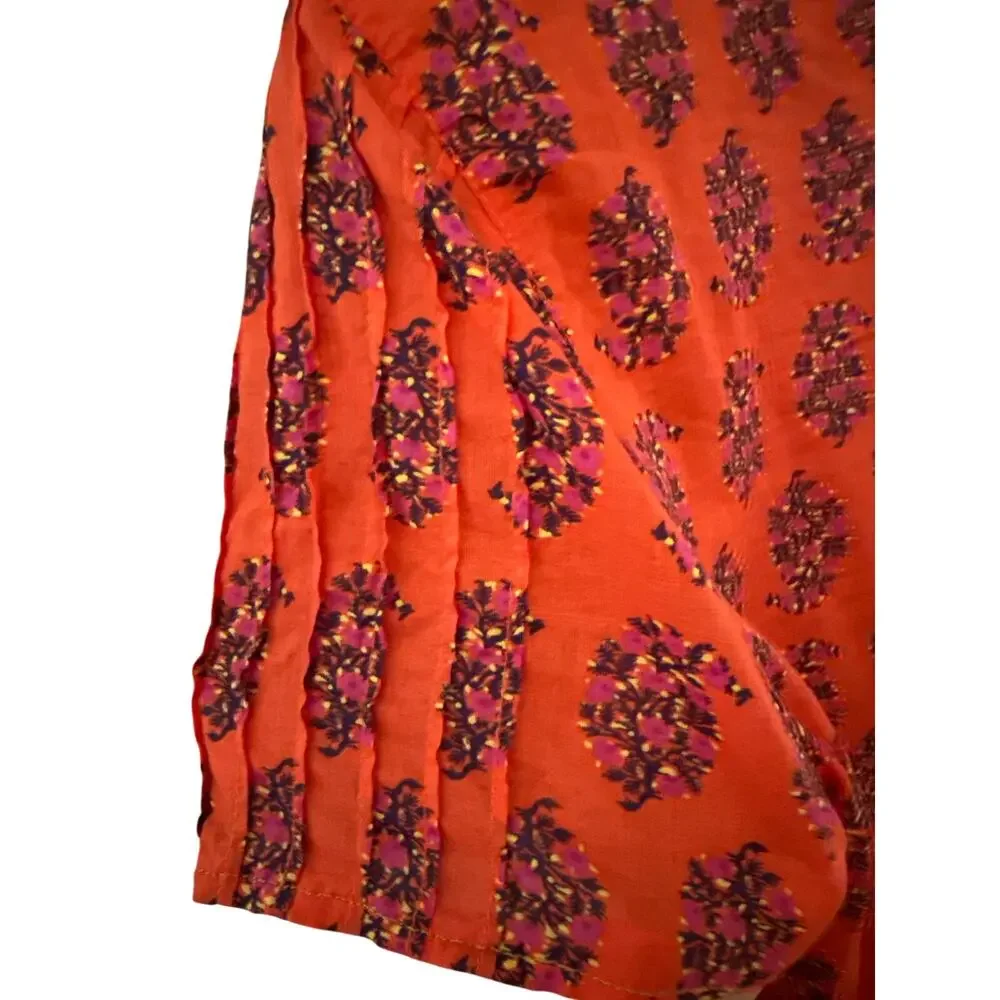 Tory Burch Evelina Cinch Waist‎ Cotton Voile Tunic Top Size 6